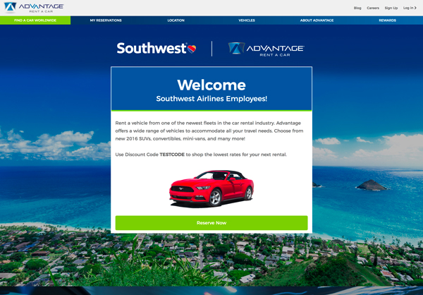 Web Design for Advantage Rent A Car